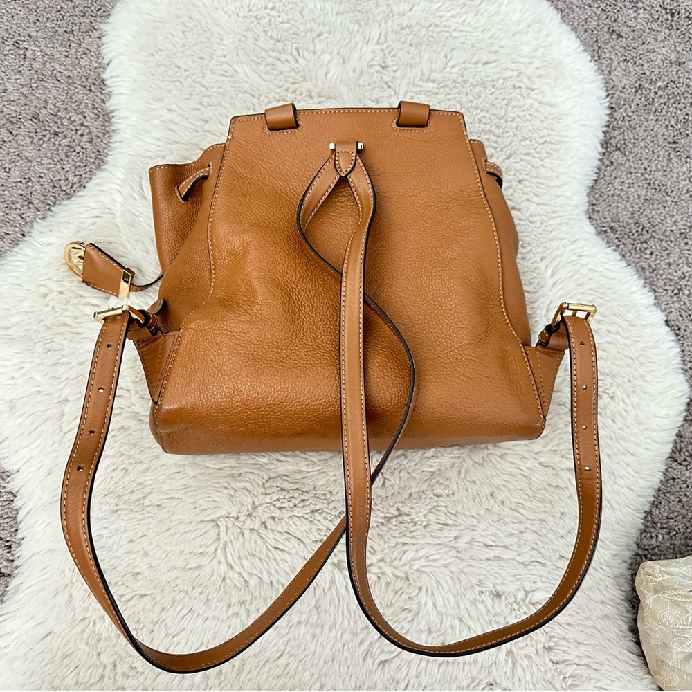 Like New Michael Kors Romy Acorn/Brown Pebbled Leather Backpack with Dust Bag - Picture 9 of 14